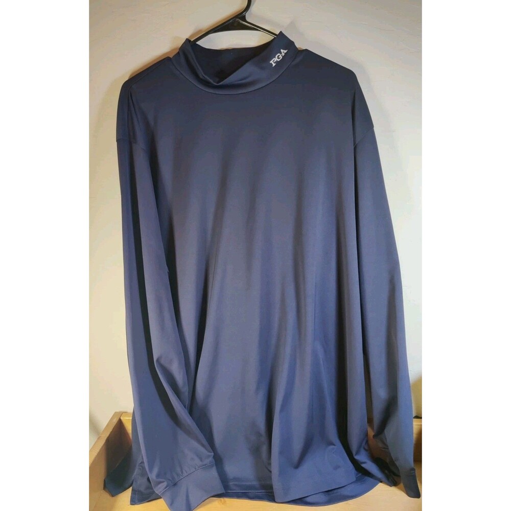 PGA TOUR Authentic MENS GOLF SHIRT LONG SLEEVES NAVY Blue Pullover Sz XXL